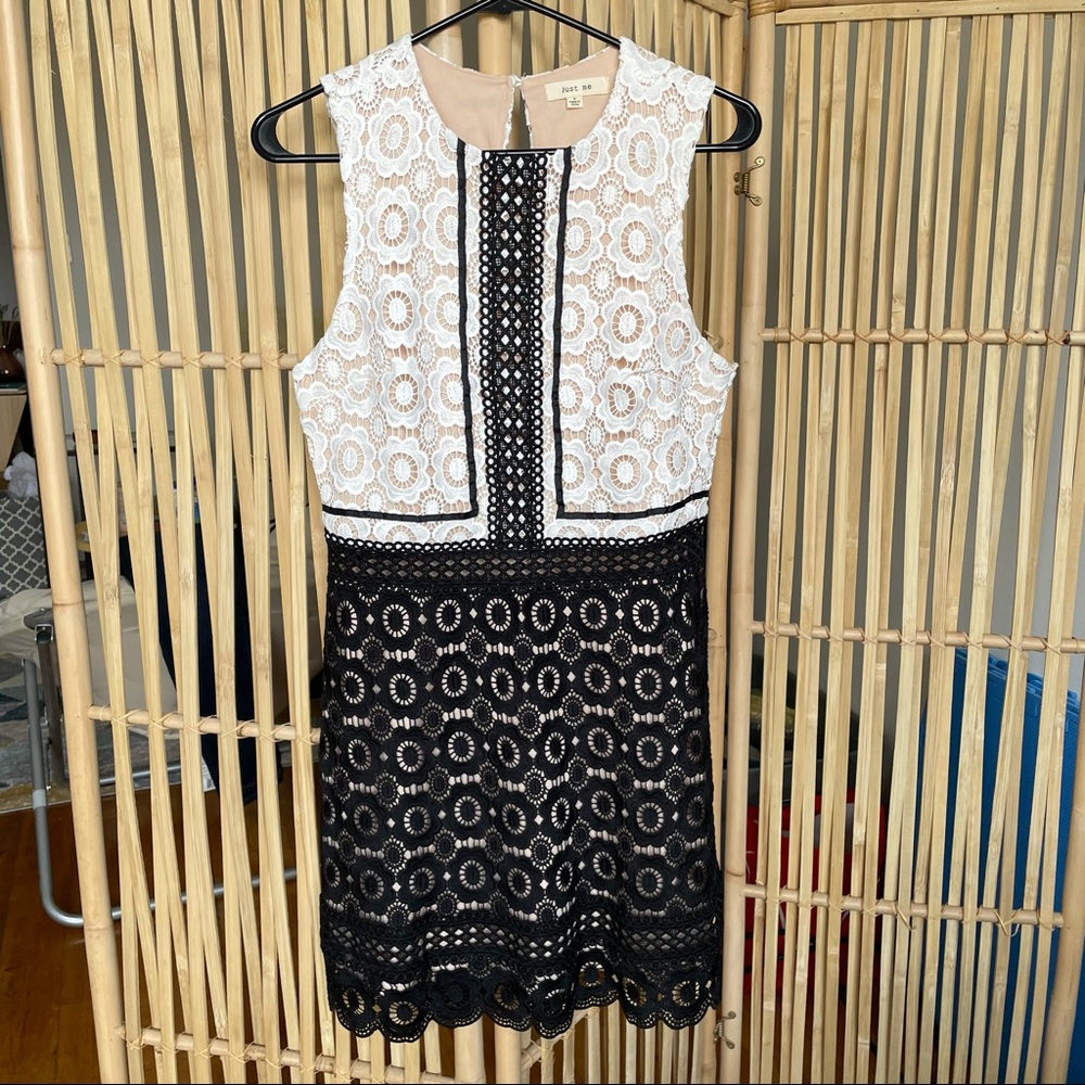 NWOT Just Me Lace Colorblock Dress